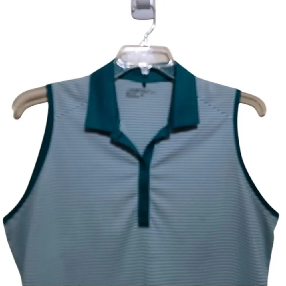 Nike Golf Women's Sleeveless Green and White Stripe Shirt Size XLarge